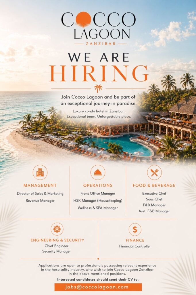 Luxury Resort Jobs in Zanzibar 2026 | Cocco Lagoon Hiring All Departments